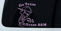 Go Texas Pee on Texas A&M Car or Truck Window Decal Sticker (Lilac)