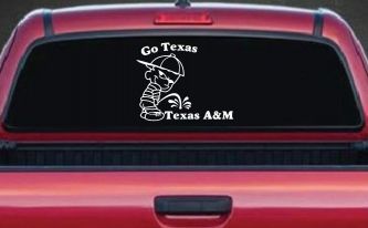 Go Texas Pee on Texas A&M Car or Truck Window Decal Sticker