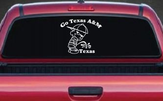 Go Texas A&M Pee On Texas Car or Truck Window Decal Sticker