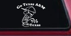 Go Texas A&M Pee On Texas Car or Truck Window Decal Sticker