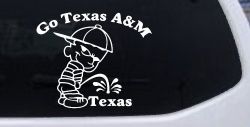 Go Texas A&M Pee On Texas Car or Truck Window Decal Sticker