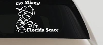 Miami Pee On FSU Car Truck Window Decal Sticker
