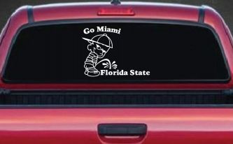 Go Miami Pee On Florida State Car or Truck Window Decal Sticker