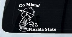 Go Miami Pee On Florida State Car or Truck Window Decal Sticker