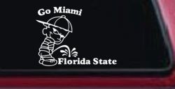 Go Miami Pee On Florida State Car or Truck Window Decal Sticker