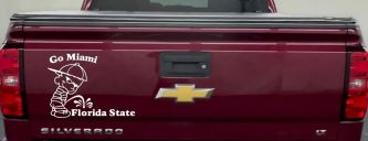 Go Miami Pee On Florida State Car or Truck Window Decal Sticker (White)