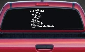 Go Miami Pee On Florida State Car or Truck Window Decal Sticker