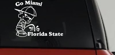 Miami Pee On FSU Car Truck Window Decal Sticker