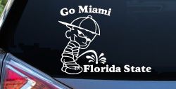 Go Miami Pee On Florida State Car or Truck Window Decal Sticker