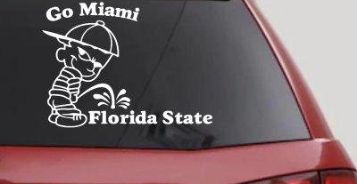 Miami Pee On FSU Car Truck Window Decal Sticker