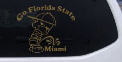 Go Florida State Pee on Miami Car or Truck Window Decal Sticker (Gold)