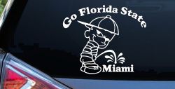 Go Florida State Pee on Miami Car or Truck Window Decal Sticker