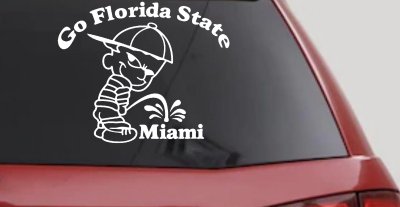 Go Florida State Pee on Miami Decal Car Truck Window Vinyl Sticker FSU