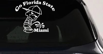 Go Florida State Pee on Miami Decal Car Truck Window Vinyl Sticker FSU (White)
