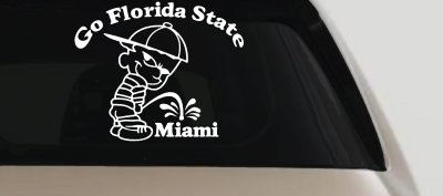 Go Florida State Pee on Miami Decal Car Truck Window Vinyl Sticker FSU