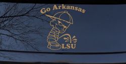 Go Arkansas Pee on LSU Car or Truck Window Decal Sticker (Light Brown)