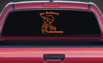 Go Auburn Pee on Alabama Car or Truck Window Decal Sticker (Orange)