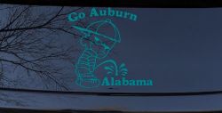 Go Auburn Pee on Alabama Car or Truck Window Decal Sticker (Turquoise Blue)