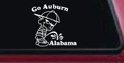 Go Auburn Pee on Alabama Car or Truck Window Decal Sticker