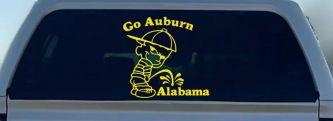 Go Auburn Pee on Alabama Car or Truck Window Decal Sticker (Yellow)