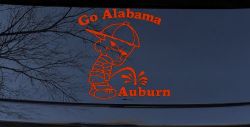 Go Alabama Pee on Auburn Car or Truck Window Decal Sticker (Orange Red)