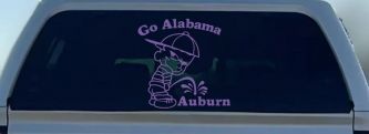 Go Alabama Pee on Auburn Car or Truck Window Decal Sticker (Purple)