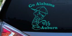 Go Alabama Pee on Auburn Car or Truck Window Decal Sticker (Turquoise)