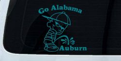 Go Alabama Pee on Auburn Car or Truck Window Decal Sticker (Turquoise Blue)