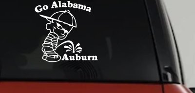 Alabama Roll Tide Pee on Auburn Car Window Decal