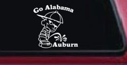 Go Alabama Pee on Auburn Car or Truck Window Decal Sticker