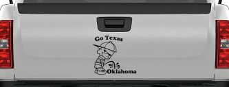 Go Texas Pee on Oklahoma Car or Truck Window Decal Sticker (Black)