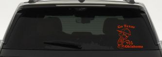 Go Texas Pee on Oklahoma Car or Truck Window Decal Sticker (Orange Red)