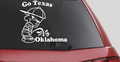 Go Texas Pee Oklahoma Decal Funny Car Truck Window Sticker