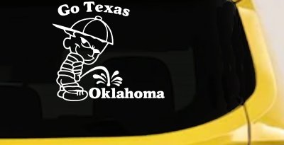 Go Texas Pee Oklahoma Decal Funny Car Truck Window Sticker