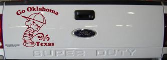 Go Oklahoma Pee on Texas Car or Truck Window Decal Sticker (Burgundy)