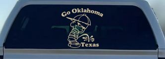Go Oklahoma Pee on Texas Decal Sticker - Car Truck Window Vinyl (Desert Sand)