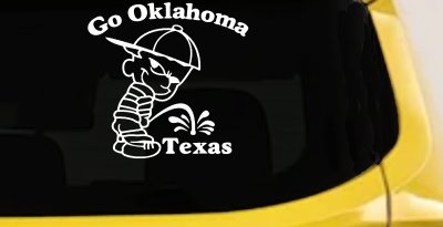 Go Oklahoma Pee on Texas Decal Sticker - Car Truck Window Vinyl