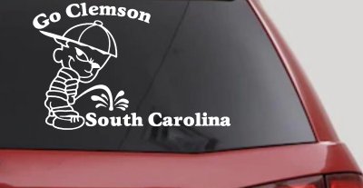 Clemson Tigers Pee on South Carolina Decal Sticker Car Truck Window