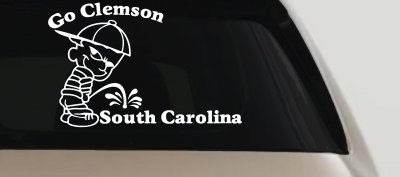 Clemson Tigers Pee on South Carolina Decal Sticker Car Truck Window