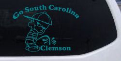 Go South Carolina Pee on Clemson Car or Truck Window Decal Sticker (Turquoise Blue)