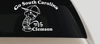 Go South Carolina Pee on Clemson Car Truck Window Vinyl Decal Sticker