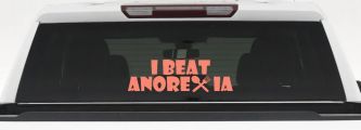 I Beat Anorexia Funny Car or Truck Window Decal Sticker (Coral)