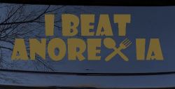 I Beat Anorexia Funny Car or Truck Window Decal Sticker (Gold)