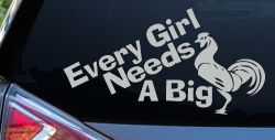 Every Girl Needs A Big Rooster Cock Funny Car or Truck Window Decal Sticker (Light Gray)