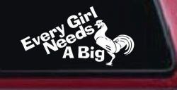 Every Girl Needs A Big Rooster Cock Funny Car or Truck Window Decal Sticker