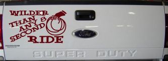 Rodeo Wilder Than Any 8 Second Ride Funny Western Ranch Car or Truck Window Decal Sticker (Purple Red)