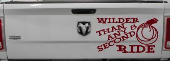 Rodeo Wilder Than Any 8 Second Ride Funny Western Ranch Car or Truck Window Decal Sticker (Purple Red)