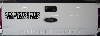 Sex Instructor First Lesson Free Funny Car or Truck Window Decal Sticker (Black)