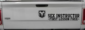 Sex Instructor First Lesson Free Funny Car or Truck Window Decal Sticker (Black)