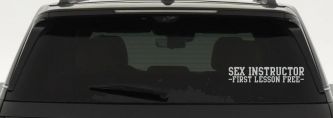 Sex Instructor Funny Car Decal - Free Lesson Truck Window Sticker (Light Gray)